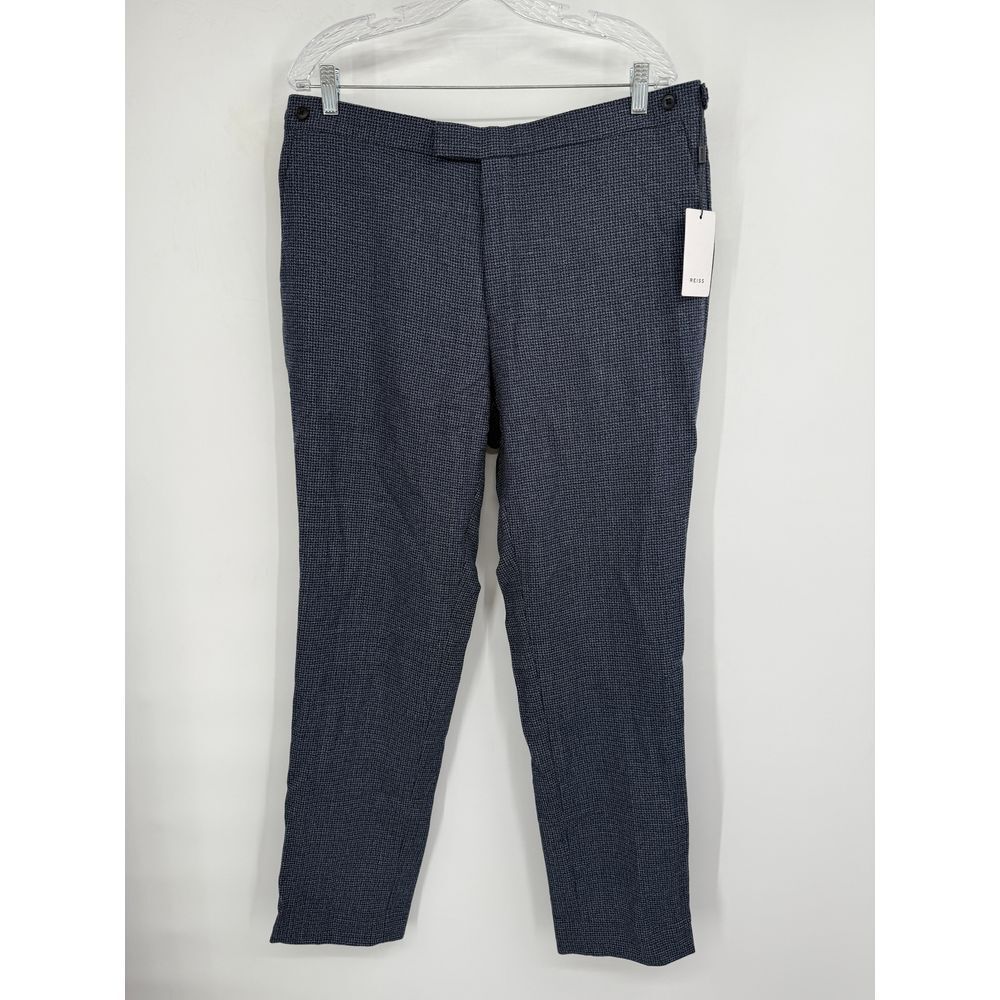 REISS‎ Dunn Men's Slim Fit Wool Textured Trousers in Navy Size 36 NWT $240